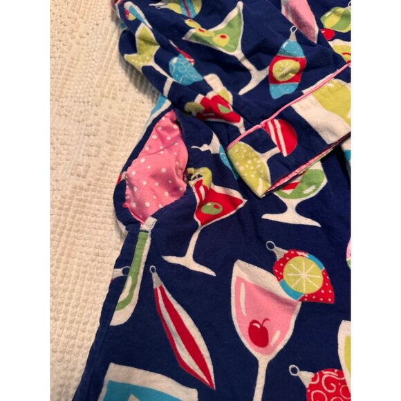 Nick And Nora Women's Holiday Cocktail Print Cotton Flannel Pajama Shirt - Picture 4 of 7